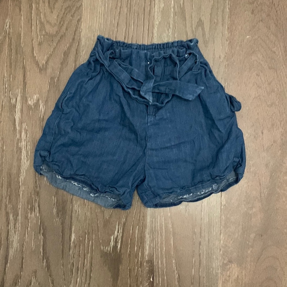 Girls paper bag tie denim shorts size 4-5